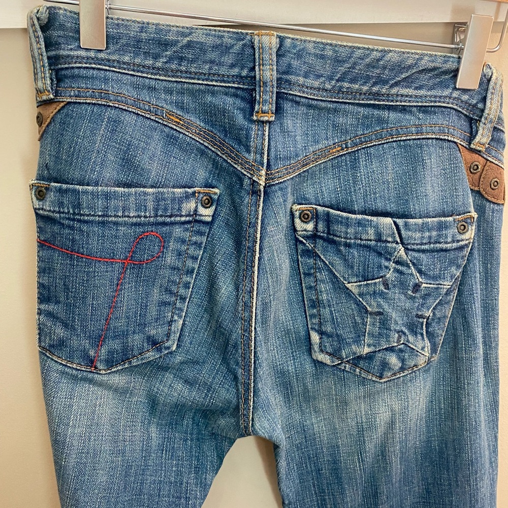 Rare Oligo Tissew P Willow size 26 Jeans  Red stitching & Leather details